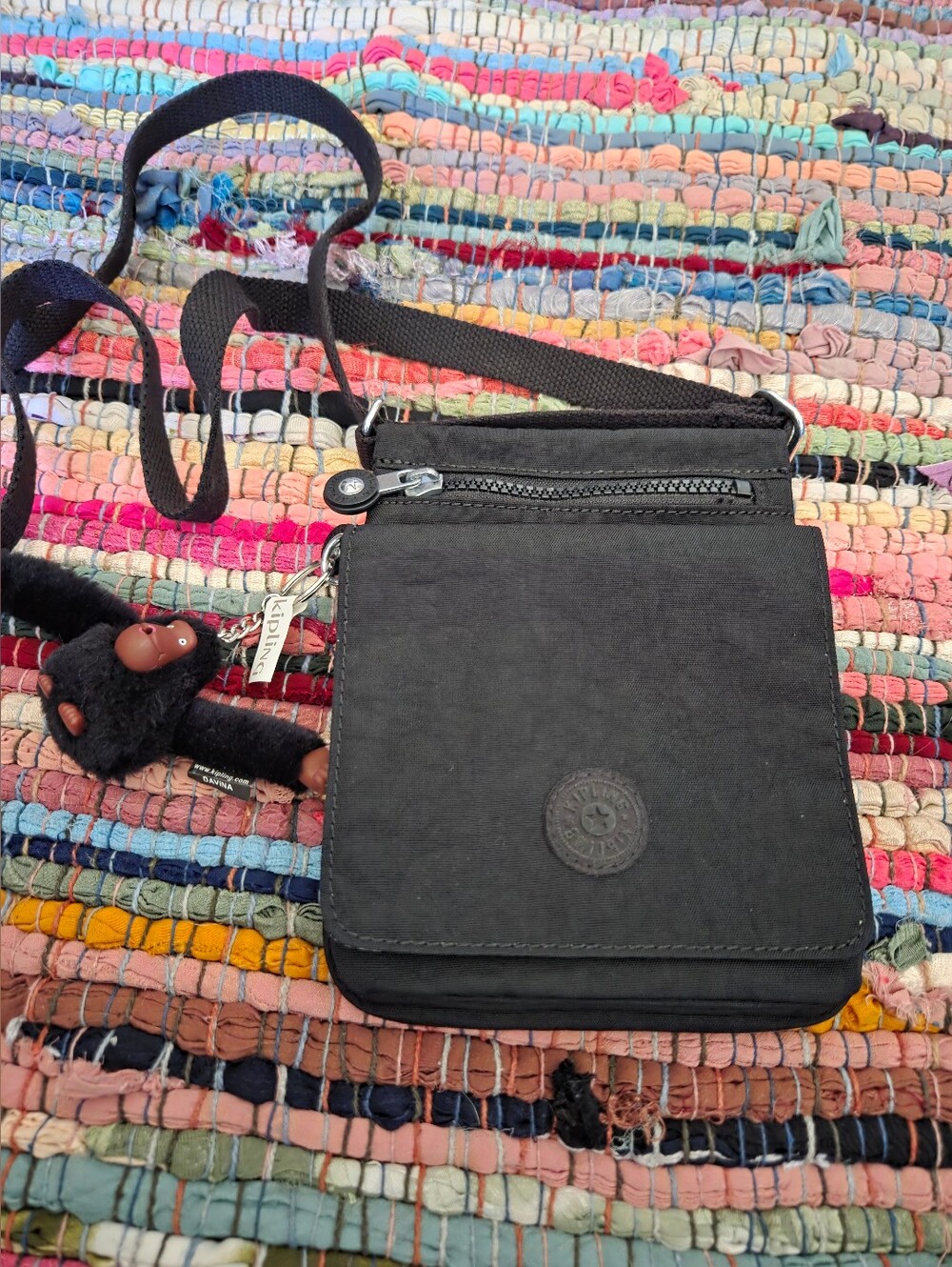 Kipling Black Crossbody Bag with Monkey Charm